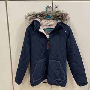 NWT Eddie Bauer Snow Furry Jacket MD, Sherpa lined hood/body, Snap on/off fur.